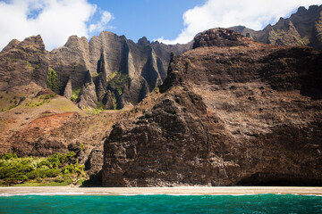 Na Pali Cliffs seen from the Pacific Ocean, Kauai, Hawaii