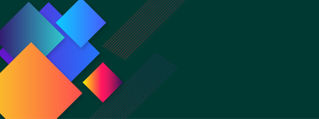 Abstract colorful geometric lines square shape banner background. Modern geometric overlap layers effect. Minimal geometric modern futuristic concept background. Cover, banner, business, presentation