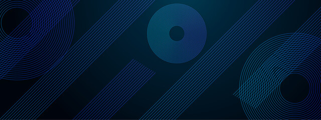 Blue cercle line and geometric overlap banner background.