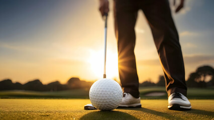 golfer putting on a course - obrazy, fototapety, plakaty