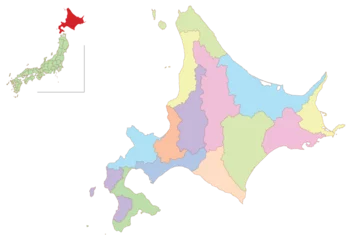 Gordijnen 北海道　日本　地図　カラフル　アイコン © J BOY