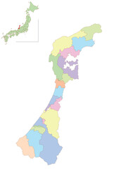 石川　日本　地図　カラフル　アイコン - obrazy, fototapety, plakaty