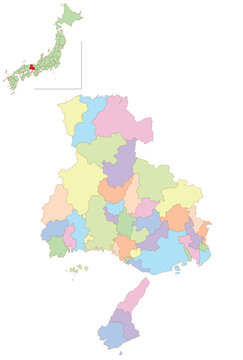 兵庫　日本　地図　カラフル　アイコン