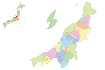 新潟　日本　地図　カラフル　アイコン