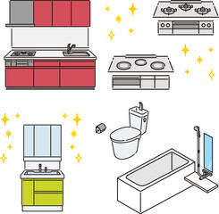 住宅リフォーム：水廻り設備4点セット（ビルトインコンロ付き）