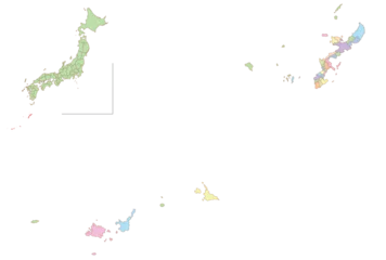 Gordijnen 沖縄　日本　地図　カラフル　アイコン © J BOY