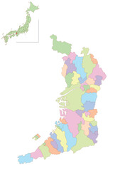大阪　日本　地図　カラフル　アイコン