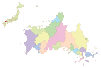 Rolgordijnen 山口　日本　地図　カラフル　アイコン © J BOY