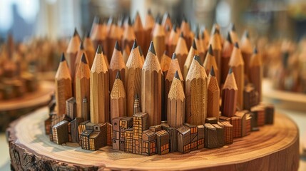 A set of pencils that materialize the drawers thoughts and sketches into temporary reality - obrazy, fototapety, plakaty