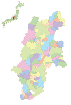 長野　日本　地図　カラフル　アイコン