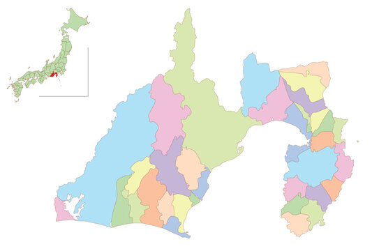 静岡　日本　地図　カラフル　アイコン