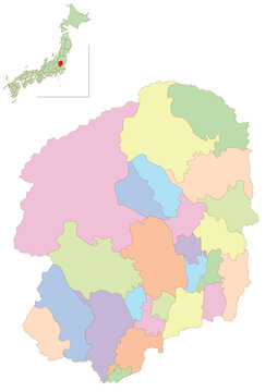 栃木　日本　地図　カラフル　アイコン