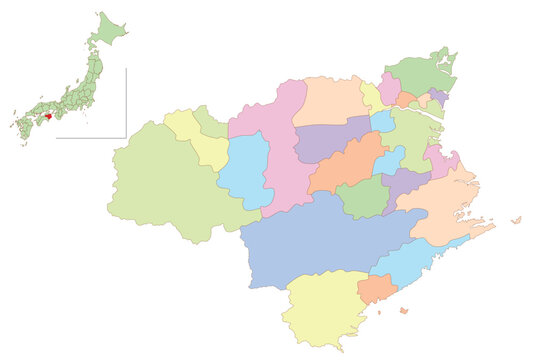 徳島　日本　地図　カラフル　アイコン