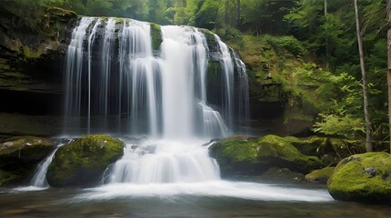 Fototapeta na wymiar one shine waterfall in the forest with shine look