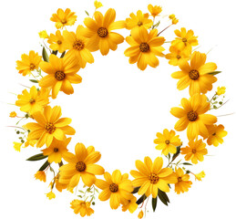 yellow flower wreath garland isolated on white or transparent background,transparency