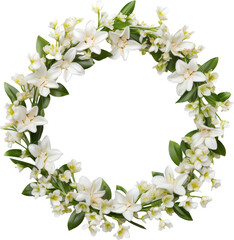 white flower wreath garland isolated on white or transparent background,transparency