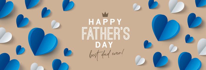 Father's Day banner design in modern paper cut style. Vector illustration for cover, poster, banner, flyer and social media. - 780262736