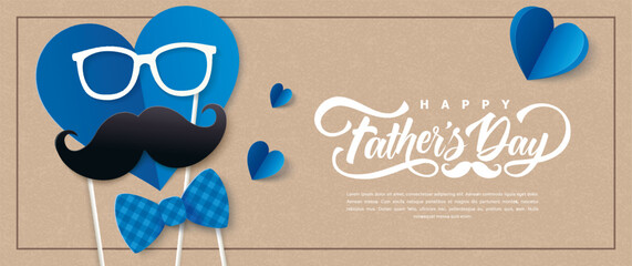 Father's Day banner design in modern paper cut style. Vector illustration for cover, poster, banner, flyer and social media. - 780262791