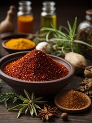 Various oriental spices and spices on a black background.