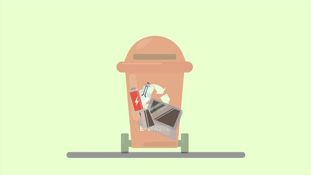 Animated video recycle bin and waste concept. Full length animation illustration. High quality 4k footage.