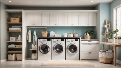 Family-Friendly Laundry Room, Organizational Flair in a Bright Household