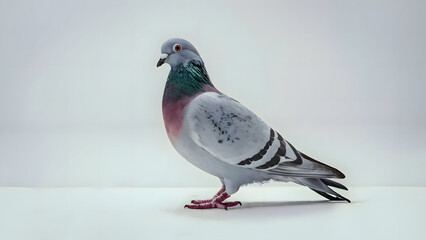 Feral Pigeon isolated on white.