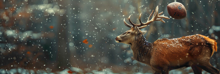 a Deer playing with football beautiful animal photography like living creature