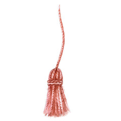 Lambrequin textile, decorative brush in watercolor illustration on a white background. Hand drawn drawing in monochrome for illustration of Christmas cards, making frames and wreaths vintage style