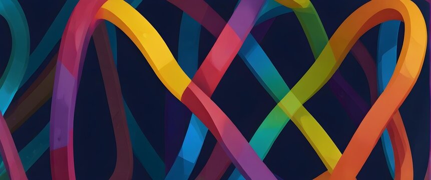 World Autism Awareness Day background with rainbow-colored infinity symbol on blue. Representation of autism, ADHD, neurodiversity