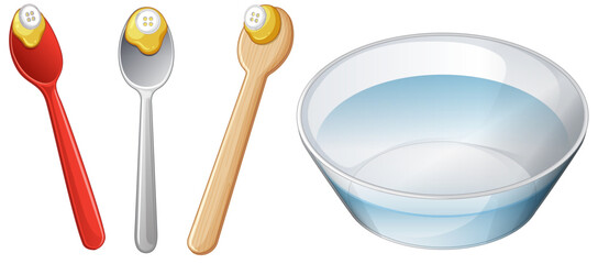 Vector illustration of kitchen utensils and bowl
