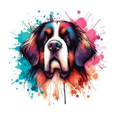 Watercolor Dog Head Illustration for T-Shirt Print