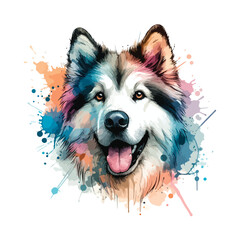 Watercolor Dog Head Illustration for T-Shirt Print