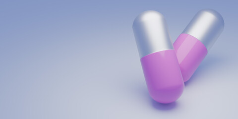 Natural vitamin pills. Medicine template. 3d render.