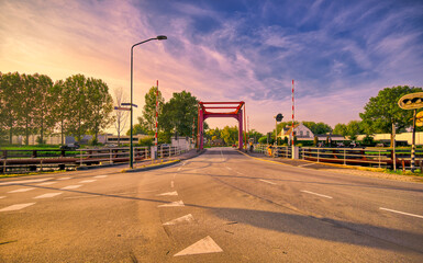 Oranjelaan drawbridge, village of Beek en Donk, The Netherlands.