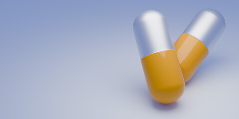 Natural vitamin pills. Medicine template. 3d render.