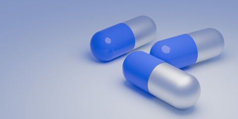 Natural vitamin pills. Medicine template. 3d render.
