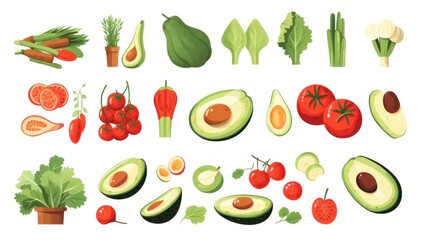 Fototapeta premium An illustration of vegetables and fruits on a white background