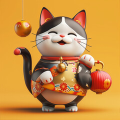 3D Cat model in Japanese Style