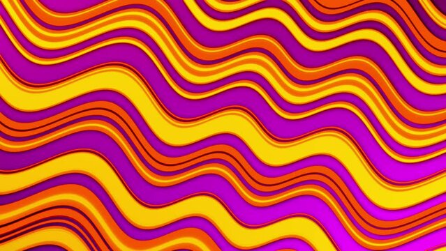 Seamless animation loop of trendy multicolored retro wave pattern moving from left to right