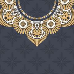 Invitation graphic card with vintage decorative elements, mandala. Applicable for covers, posters, flyers, cards. Arabic, islam, indian, turkish, chinese, ottoman motifs. Color vector illustration. - 780273919