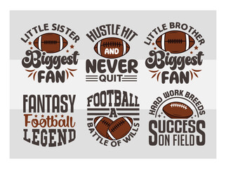 American Football Svg T-shirt Design Bundle, Hustle Hit And Never Quit, Football Brother Svg, Football Silhouette, Rugby Ball Svg, Sports Ball Svg, Football Quotes Svg