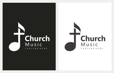 Gospel Music Choir Church with Cord Christian Catholic Cross logo design