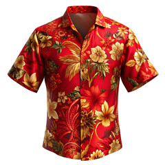 red and gold flower shirt transparent background