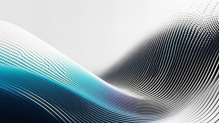 Flowing dots particles wave pattern halftone gradient curve shape isolated on white background. Vector in concept of technology, science, music, modern.