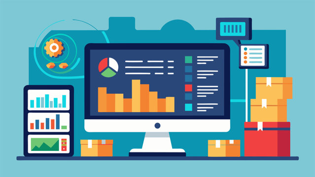 A detailed shot of a stateoftheart inventory management system with a digital display showing realtime stock levels and automatic ordering