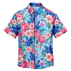 pink and blue flower shirt and transparent background