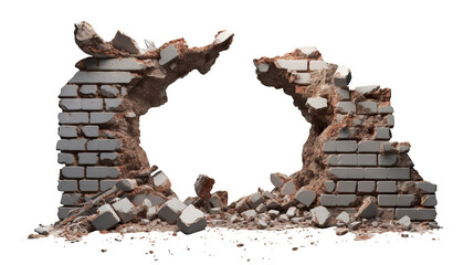 Broken brick wall, cut out