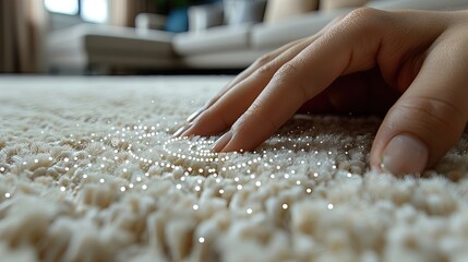 Hands touching the carpet Check out the cleanliness with digital spots popping up all around. By using technology to help