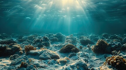 Fototapeta premium ocean conservation Photographs of marine life, coral reefs, coastal ecosystems and beach cleaning efforts for conservation.