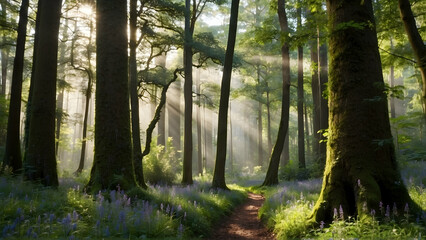 Naklejka premium lush green ancient forest